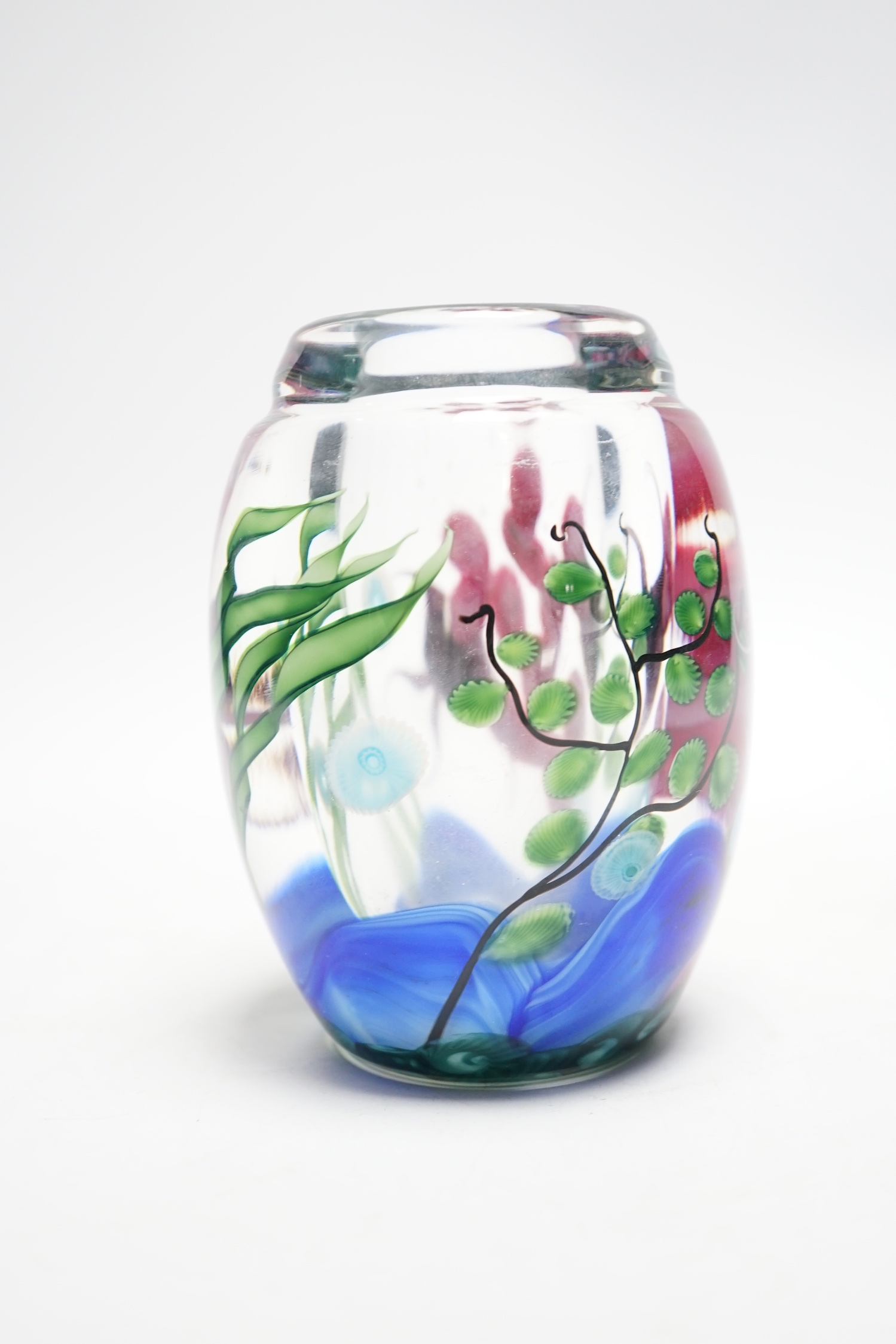 Steven Lundberg (American, 1953-2008), a magnum size ‘aquarium’ art glass vase, signed, dated 1988 and inscribed 